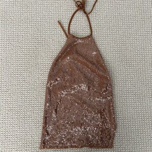 Revolve Sequin Halter Top in Gold